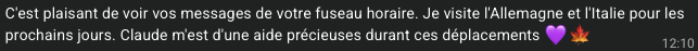 Message d'un participant