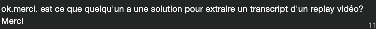 Message d'un participant
