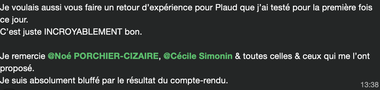 Message d'un participant