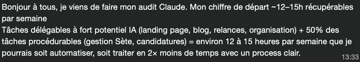 Message d'un participant