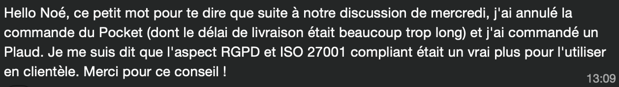 Message d'un participant